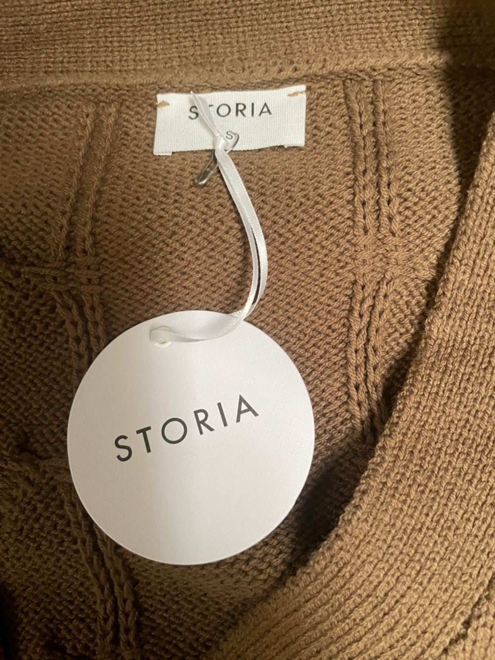 Storia Brown Cable Knit Cardigan with Pink 3D Embroidered Flower Accents - Picture 11 of 11